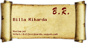 Billa Rikarda névjegykártya